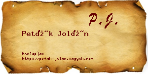 Peták Jolán névjegykártya